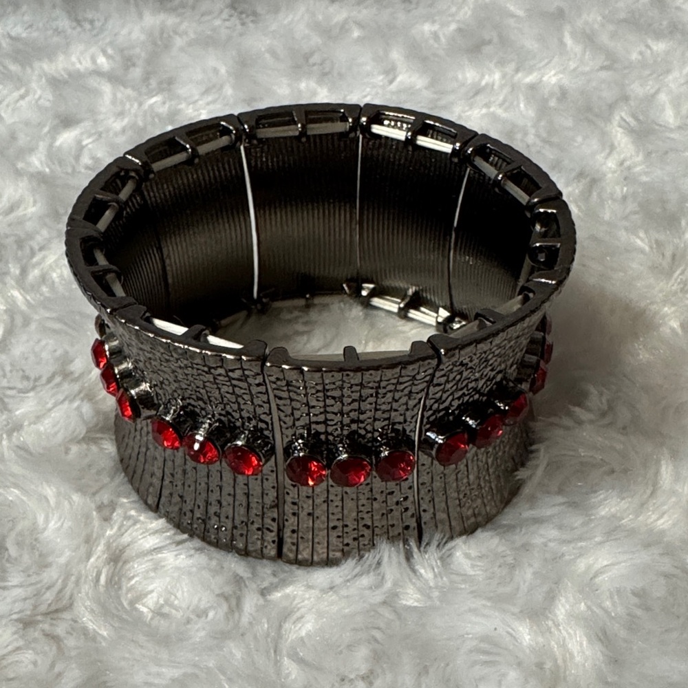 Elegant Silver and Red Bracelet